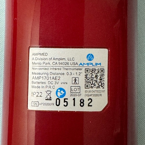 Non contact Amplim Forehead Thermometer AMP1701AE2. Used - Picture 3 of 5